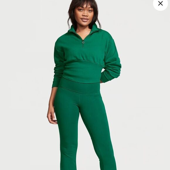 Victoria Secret‎ Cotton Fleece Corset 1/2 zip Mock Neck Green XXL NWT IN PKG - Picture 3 of 7